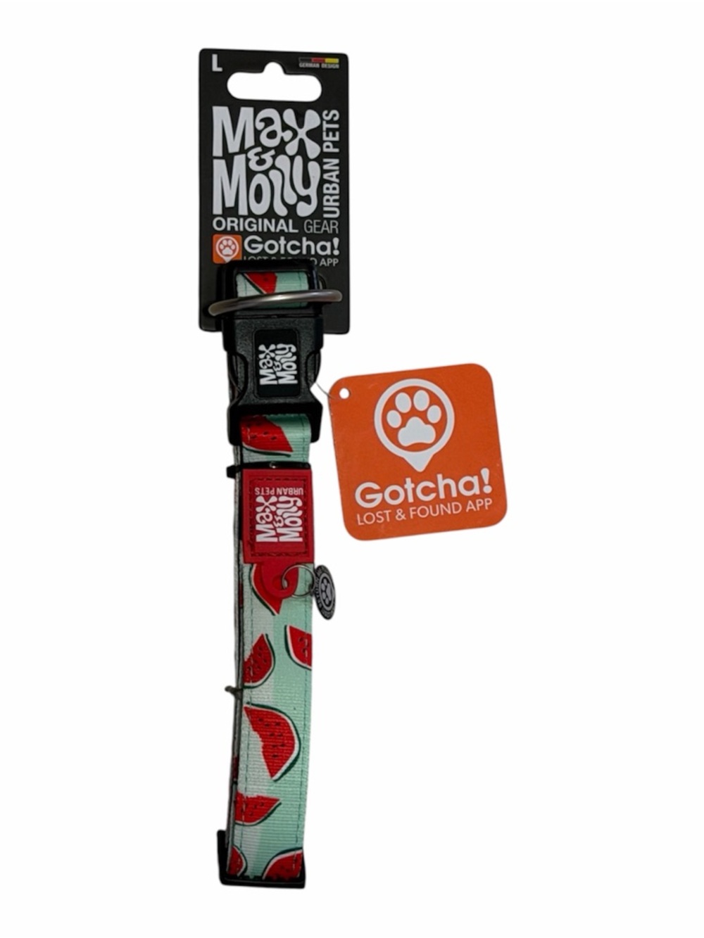 Max & Molly Smart ID Dog Collar Size Large Watermelon Green Red